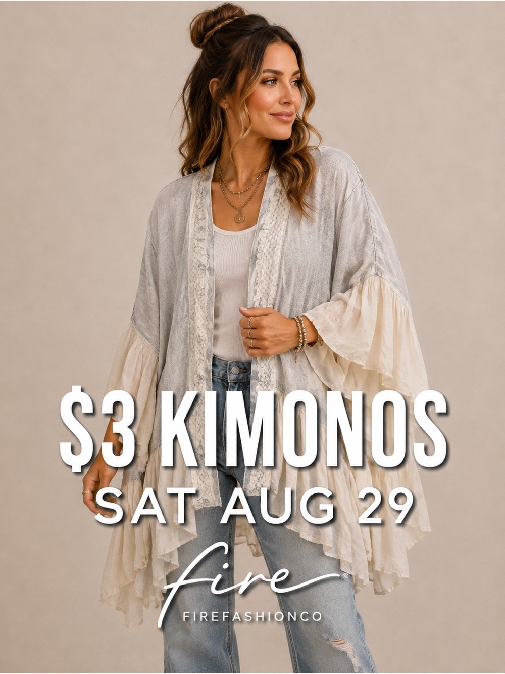$3 Kimono THIS SATURDAY 8/29 @3:33PM CST Duster Cover Up